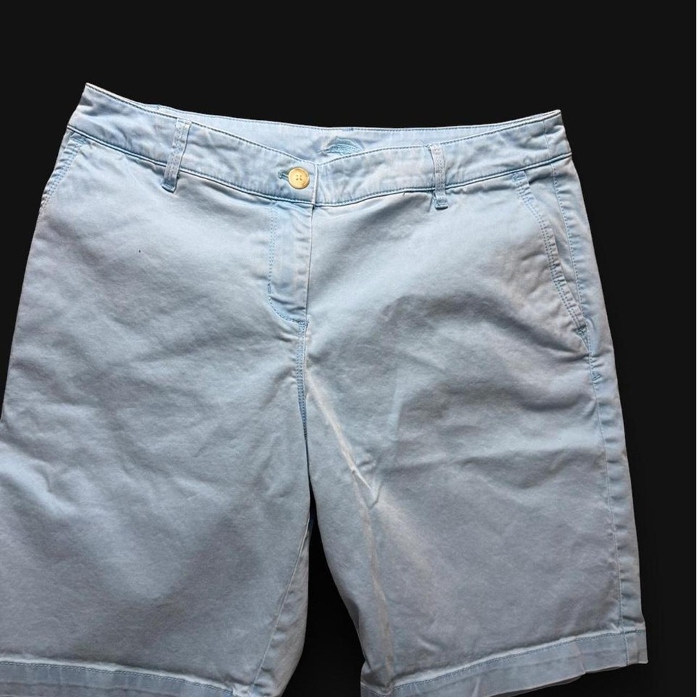 Tommy Bahama Womens Light Blue Chino Shorts Marlin Logo Size 10 Tropical Lining